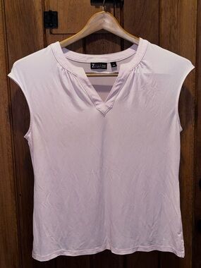 Light Pink Sleeveless V-Neck Blouse by 7 For All Mankind